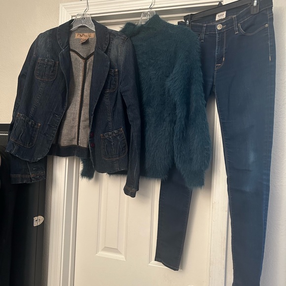 @samonacarter bundle Stylish Denim Jacket, Fluffy Sweater, and Skinny Jeans Set - Picture 1 of 1